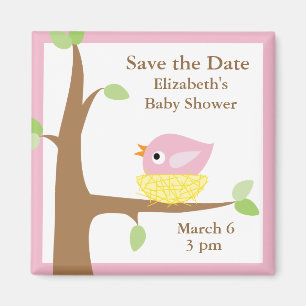 Imã O ninho de pássaro de bebê (rosa)