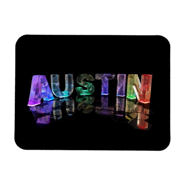 Ímã O nome Austin em luzes 3D (Horizontal)