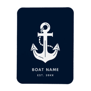 Ímã O Nome do Seu Barco Âncora Azul 
