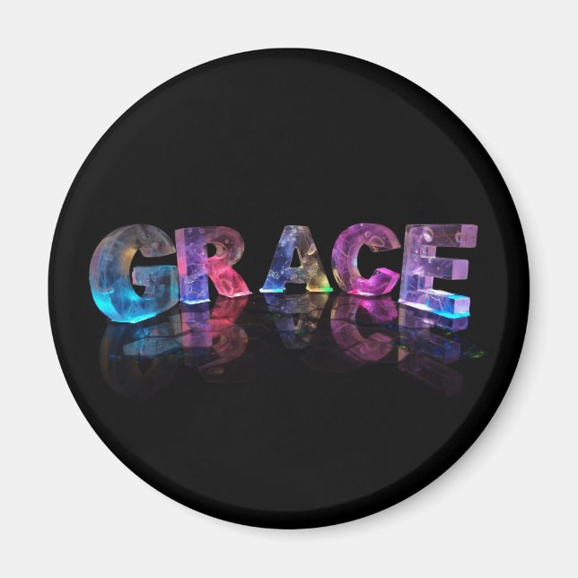 Imã O nome Grace em Luzes 3D (Fotografia) (Frente)