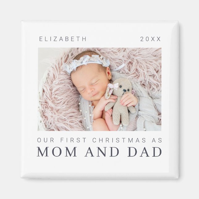 Imã O nosso primeiro Natal como mãe e Pai moderna Chic (Frente)
