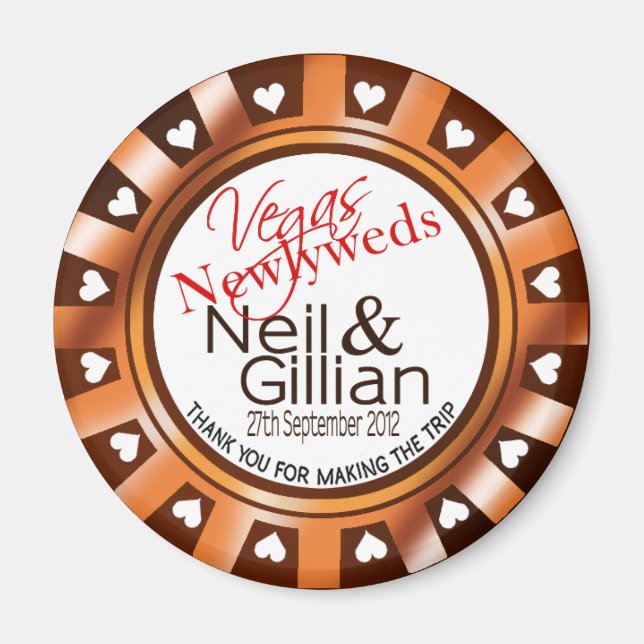 Imã O novo casal Casino Chip Magnet, de Gillian, em Ve (Frente)