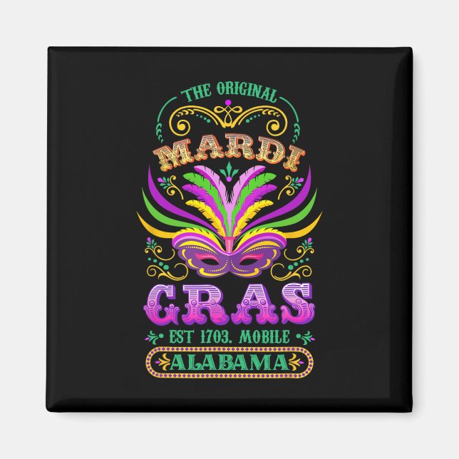 Imã O original Mardi Gras Mobile Alabama 1703 (Frente)