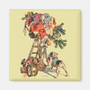 Imã O papai noel levanta uma escada