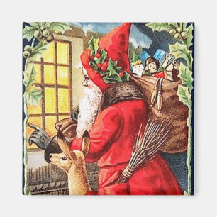 Imã O papai noel olha no ímã do vintage da janela