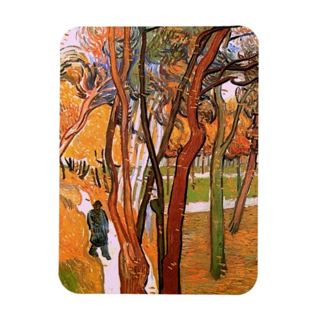 Ímã O Passeio: Folhas Caindo de Vincent van Gogh (Vertical)