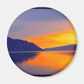 Imã O pôr do sol roxo no lago Pend Orielle Set