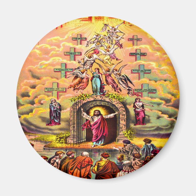Imã O portão do céu Jesus abraçado por anjos (Frente)