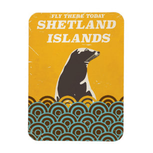 Ímã O poster das viagens vintage das ilhas de Shetland