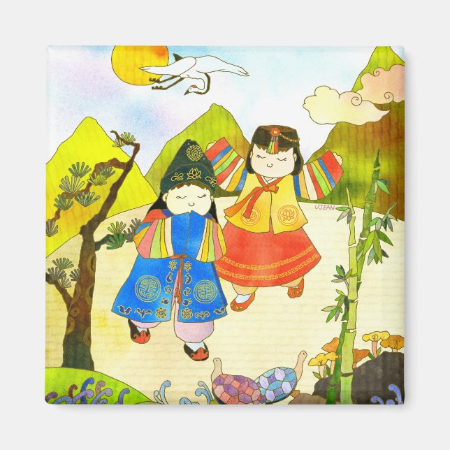 Imã O primeiro ímã de aniversário do Bebê coreano (Frente)