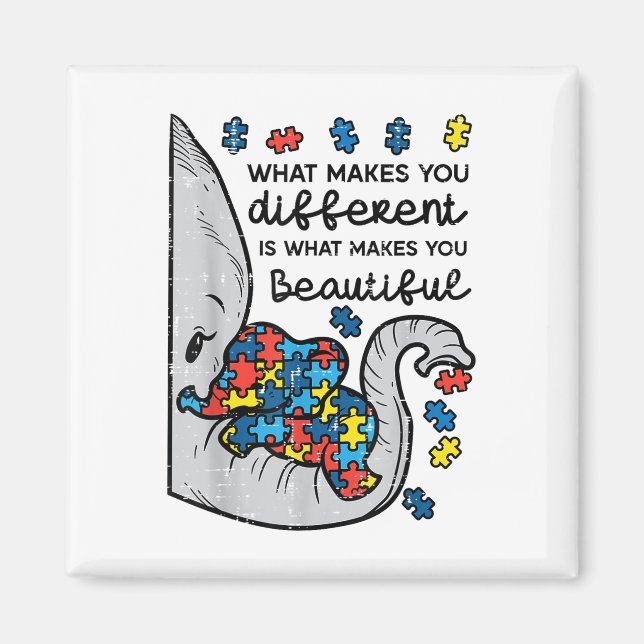 Imã O Que Te Faz Diferente Autismo Elefante (Frente)