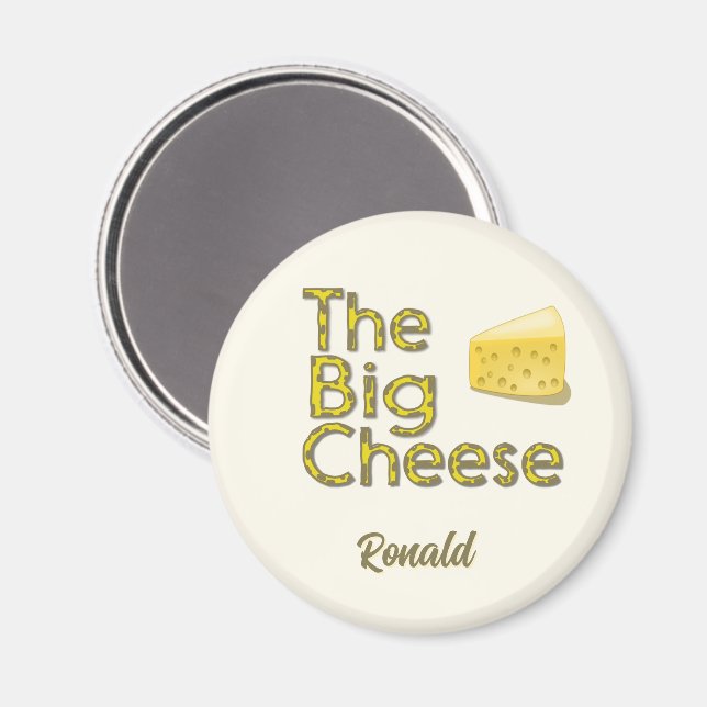 Imã O Queijo Grande Personalizado com Nome (Front/Back)
