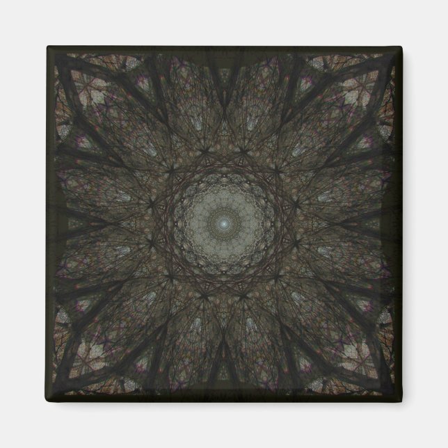 Imã O Relógio Quadrado Horas Mandala (Frente)