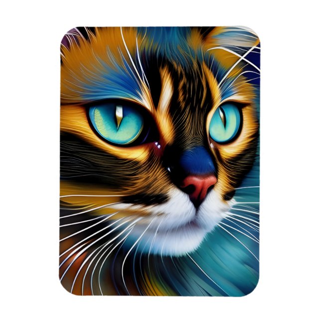 Ímã O rosto de um belo ponto de Lynx Siamese (Vertical)