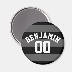 Imã O rugby de prata preto e cinzento listra o número