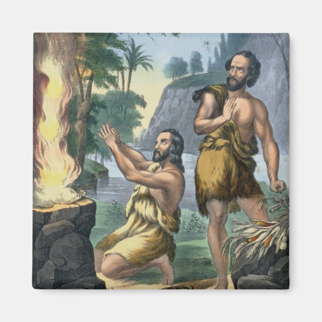 Imã O Sacrifício de Cain e Abel, de uma impressão de b (Frente)