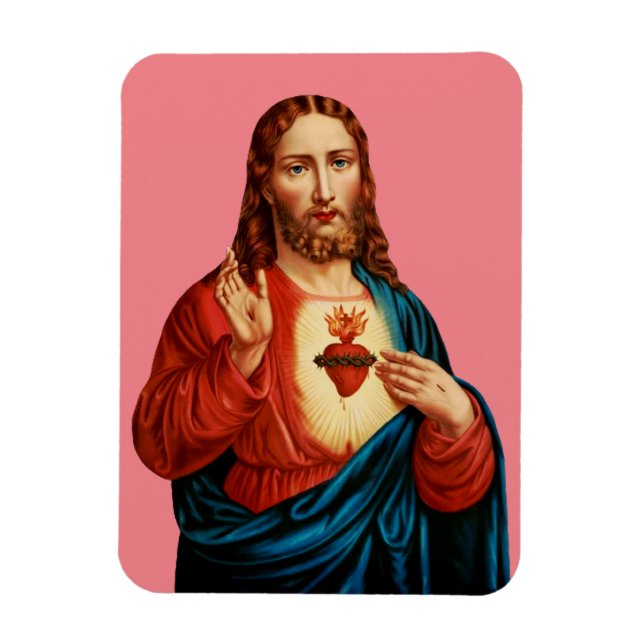 Ímã O Sagrado Coração de Jesus Retrato de Arte Fina (Vertical)