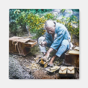 Imã O sapateiro dos calçados do japonês velho do