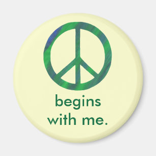 Imã O sinal de paz do verde azul, começa comigo ímã