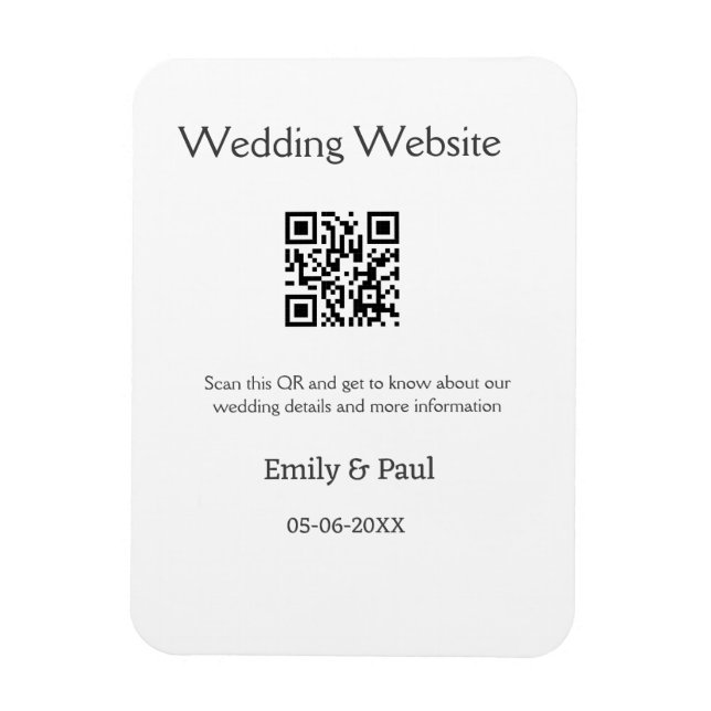 Ímã O site de casamento detalhes scan QR adicionar nom (Vertical)