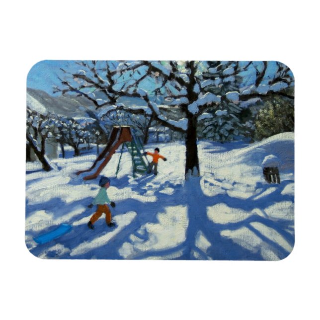 Ímã O slide no inverno da Rua de Bourg Moritz (Horizontal)