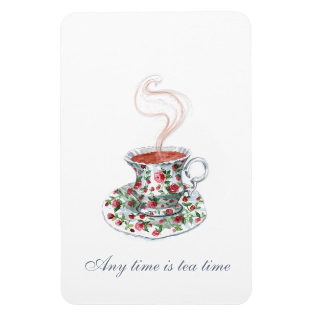 Ímã O tempo todo é hora de chá Tea Slogan Cote Vintage (Vertical)