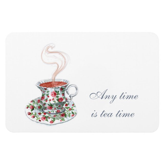 Ímã O tempo todo é hora de chá Tea Slogan Cote Vintage (Horizontal)