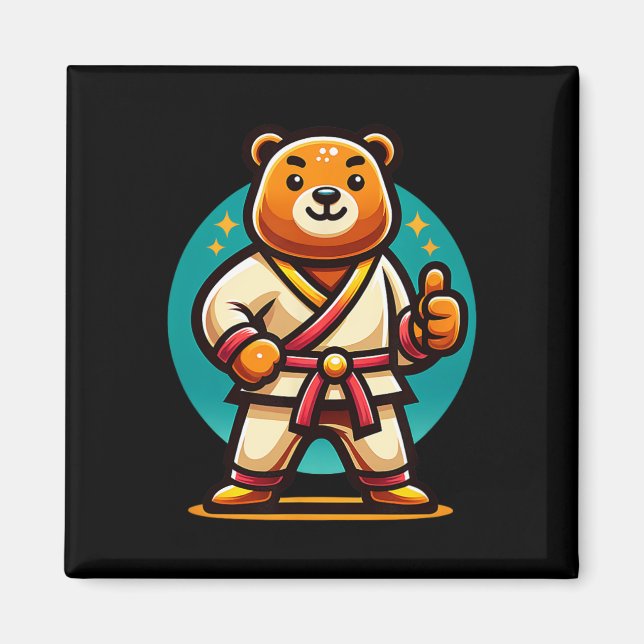 Imã O Urso De Karate Pose Os Dentes Para Cima (Frente)