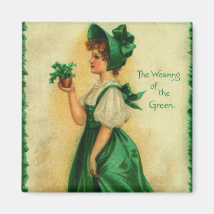 Imã "O Uso do Verde" cartão antigo, 1907
