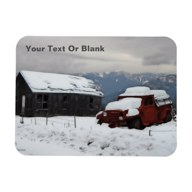 Ímã O velho caminhão vermelho (Horizontal)