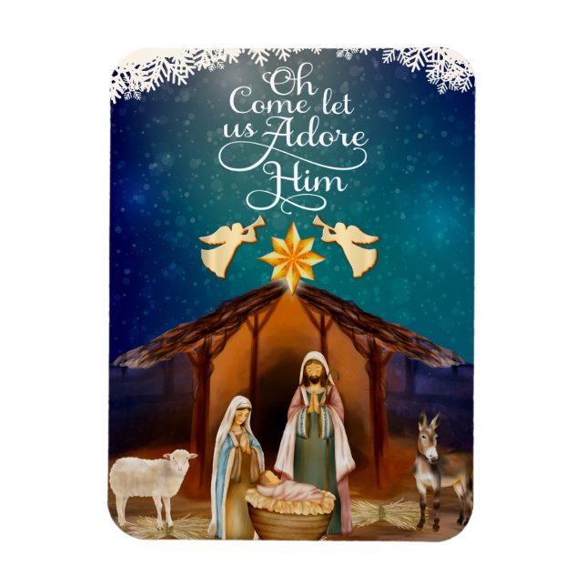 Ímã "Ó Vem, Adoremos a Ele" Natal Natividade (Vertical)