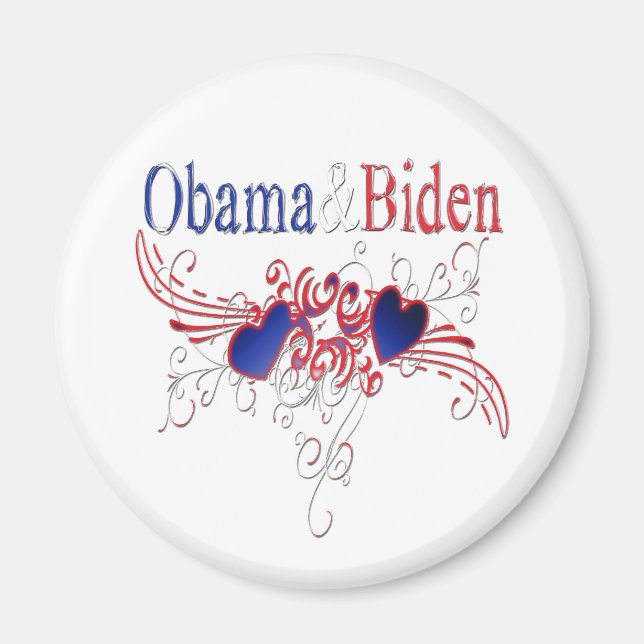 Imã Obama Biden 2008 Corações Patrióticos (Frente)