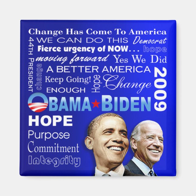 Imã Obama Biden Collage Magnet (azul) (Frente)
