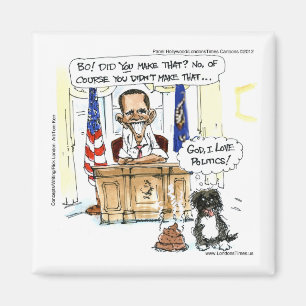 Imã Obama & Bo Desenhos Animados Satíricos Presentes C