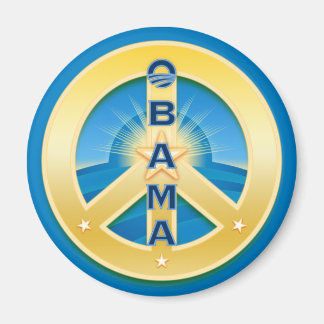 Imã Obama GoldStar Peace Magnet, redondo a azul