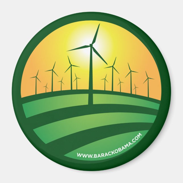 Imã Obama Winds of Change 3x3 Round Magnet (Frente)