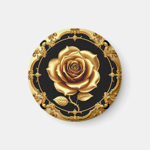 Imã Obra de Arte Rosa Dourada com Elemento Decorativo