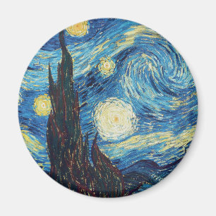 Imã Obra-Prima Vintage Azul Noite Estrelada de Van Gog