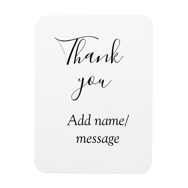 Ímã Obrigado adicionar nome mensagem caligrafia simple (Vertical)