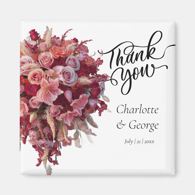 Imã Obrigado Buquê Flower Wedding Favor (Frente)