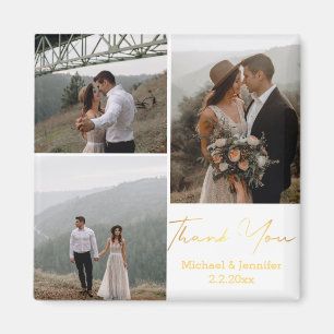 Imã obrigado, casamento com letra dourada 3 fotos