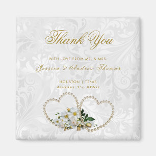 Imã Obrigado do casamento tema damasco dos corações