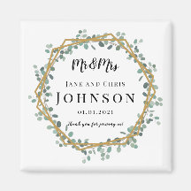 Obrigado Elegante Greenery Magnets pelo casamento