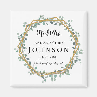 Imã Obrigado Elegante Greenery Magnets pelo casamento