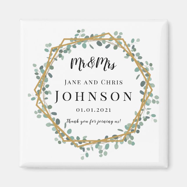 Imã Obrigado Elegante Greenery Magnets pelo casamento (Frente)