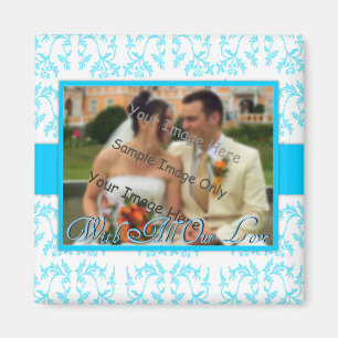Imã Obrigado floral azul do casamento tema damasco