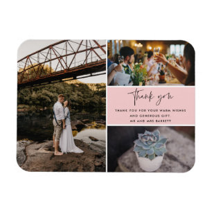Ímã Obrigado Foto Rosa De Casamento