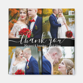 Imã obrigado, letra branca 4 fotos casamento preto