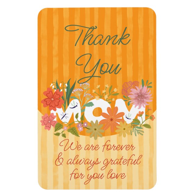 Ímã Obrigado MÃE gratidão sunny floral (Vertical)