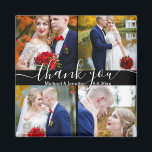 Imã obrigado, manuscrito branco 4 fotos preto<br><div class="desc">obrigado elegante você,  letra branca 4 fotos casamento magneta negra você pode mudar a cor do fundo,  cor da fonte e estilo, </div>